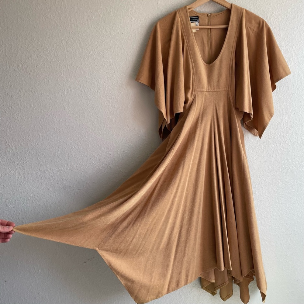 Vintage 1970s faux suede midi dress
